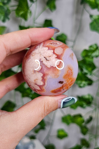Bubblegum Pink Carnelian × Flower Agate Sphere